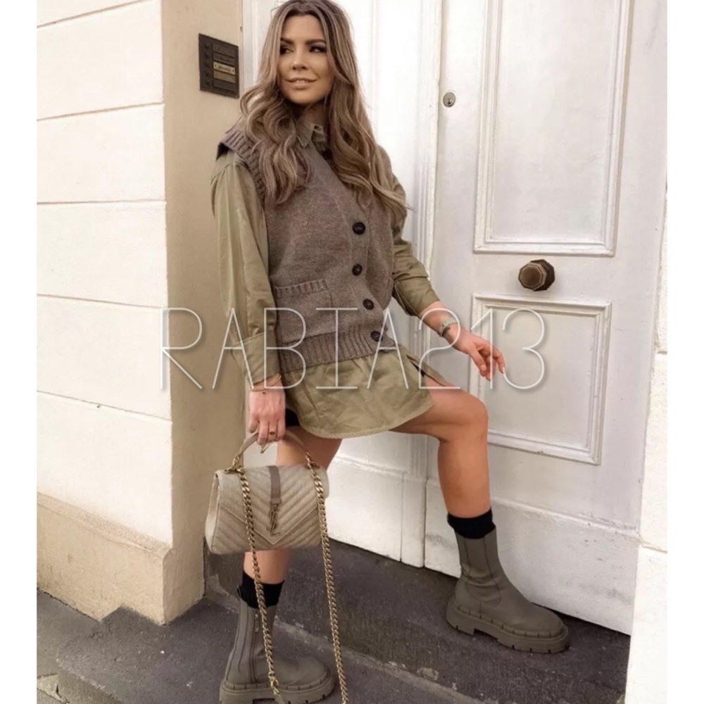 LAST 1!🔥ZARA LOW HEEL RUBBERIZED ANKLE BOOTS